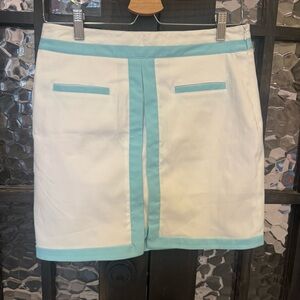 Greg Norman White Golf Skort 2, blue Trim Women's Stretch tennis pickleball NWT